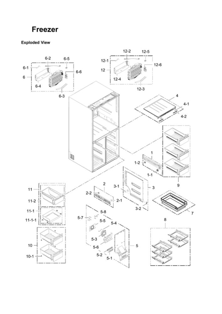 Freezer Parts Diagram and Parts List for RF34H9960S4 AA-07 Samsung Refrigerator