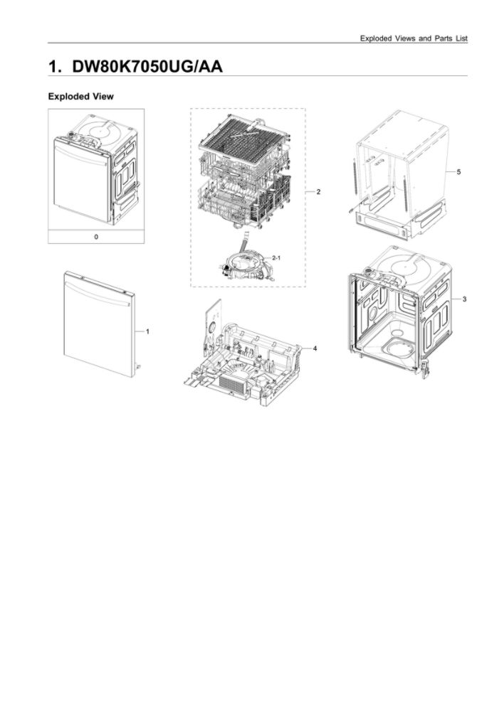 Main Assembly Diagram and Parts List for DW80K7050UG AA-01 Samsung Dishwasher