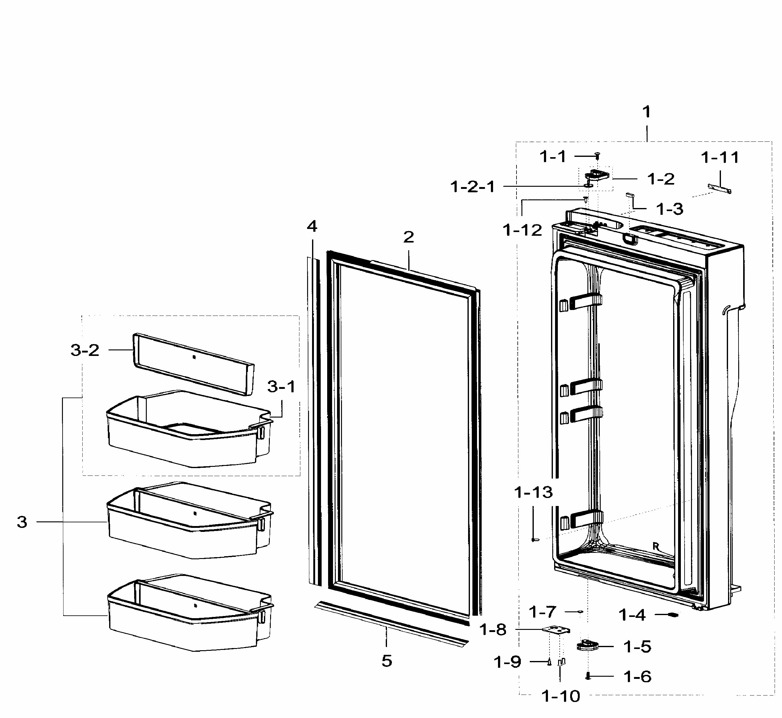 Fridge Door Rt Diagram and Parts List for RF32FMQDBSR AA-0008 Samsung Refrigerator