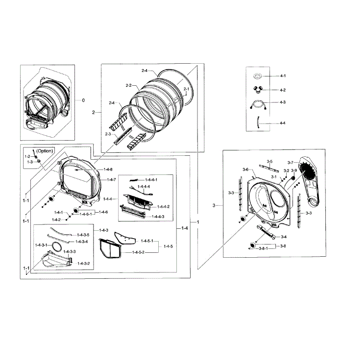 Drum Diagram and Parts List for DV48H7400EP A2-00 Samsung Dryer