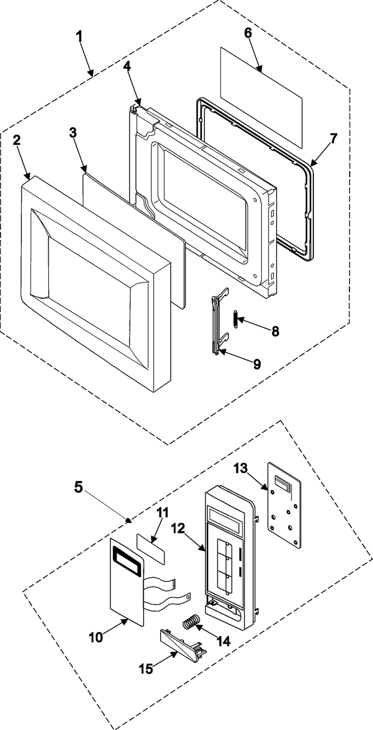 Control Panel/door Assembly Diagram and Parts List for MR1032CBC XAA Samsung Microwave