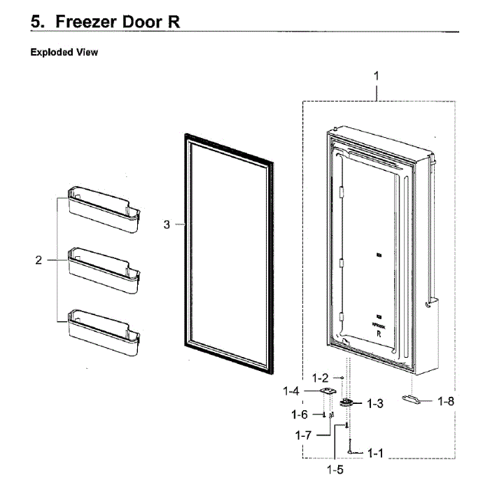 Freezer Door Rt Diagram and Parts List for RF28K9070SG AA-01 Samsung Refrigerator