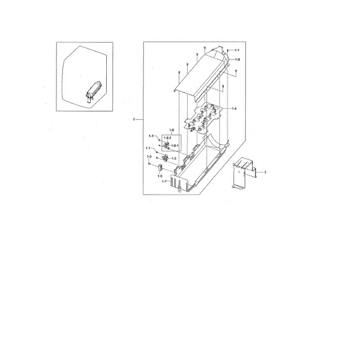 Heater Duct Diagram and Parts List for DV476ETHAWR A1-00 Samsung Dryer