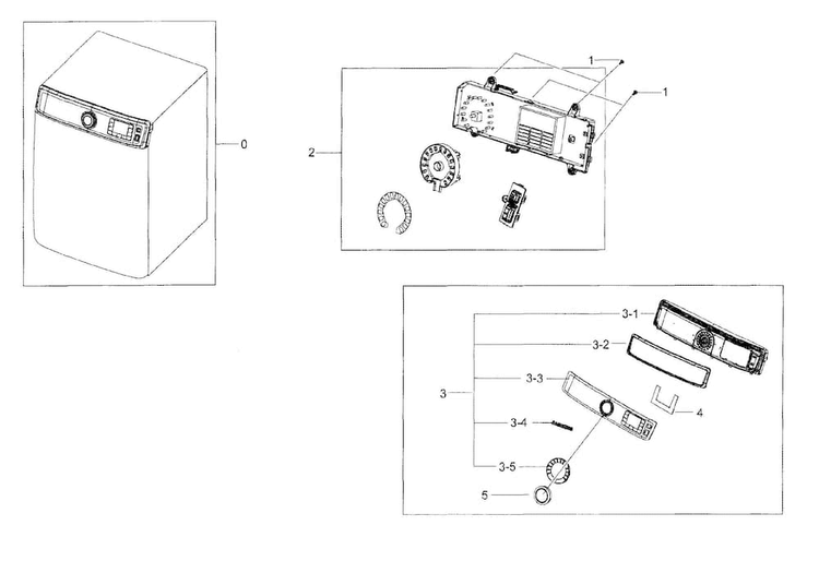 Control Panel Diagram and Parts List for DV56H9100EG A2-0000 Samsung Dryer
