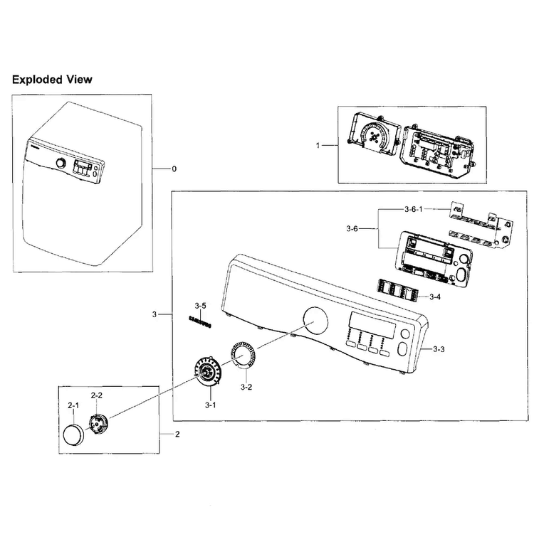 Control Panel Diagram and Parts List for DV393ETPARA A1-0001 Samsung Dryer