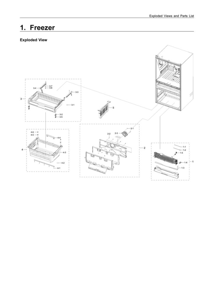 Freezer Parts Diagram and Parts List for RF28R7201SG AA-00 Samsung Refrigerator