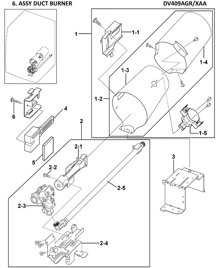 Heater Assy Diagram and Parts List for DV409AGR XAA-0000 Samsung Dryer