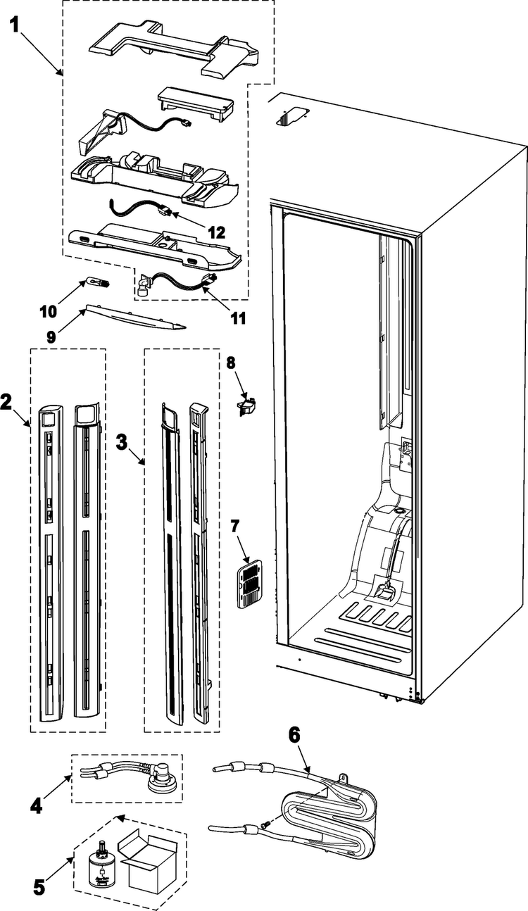Refrigerator Compartment Diagram and Parts List for RS2624WW XAA Samsung Refrigerator
