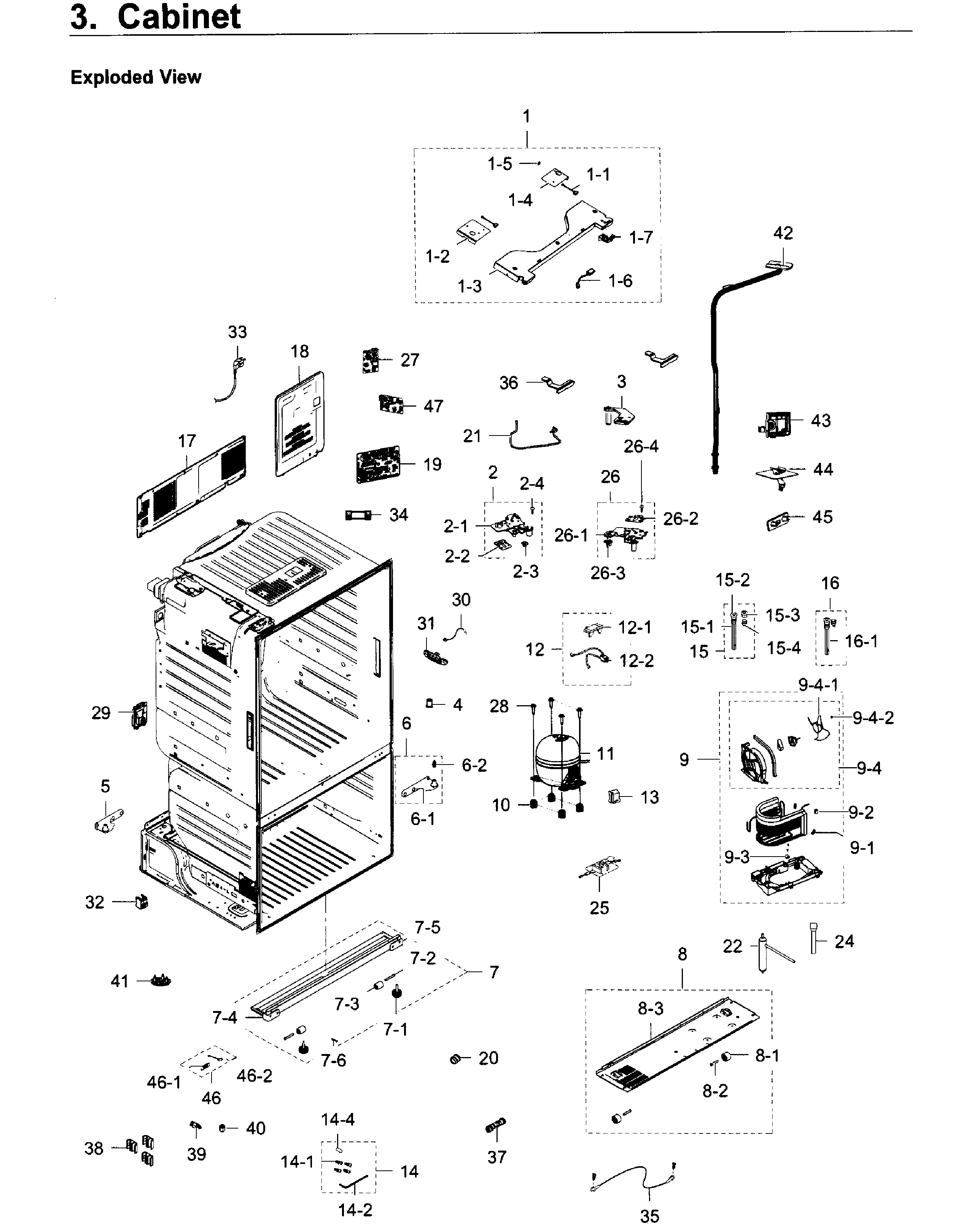 Cabinet Diagram and Parts List for RF28HDEDPBC AA-0006 Samsung Refrigerator