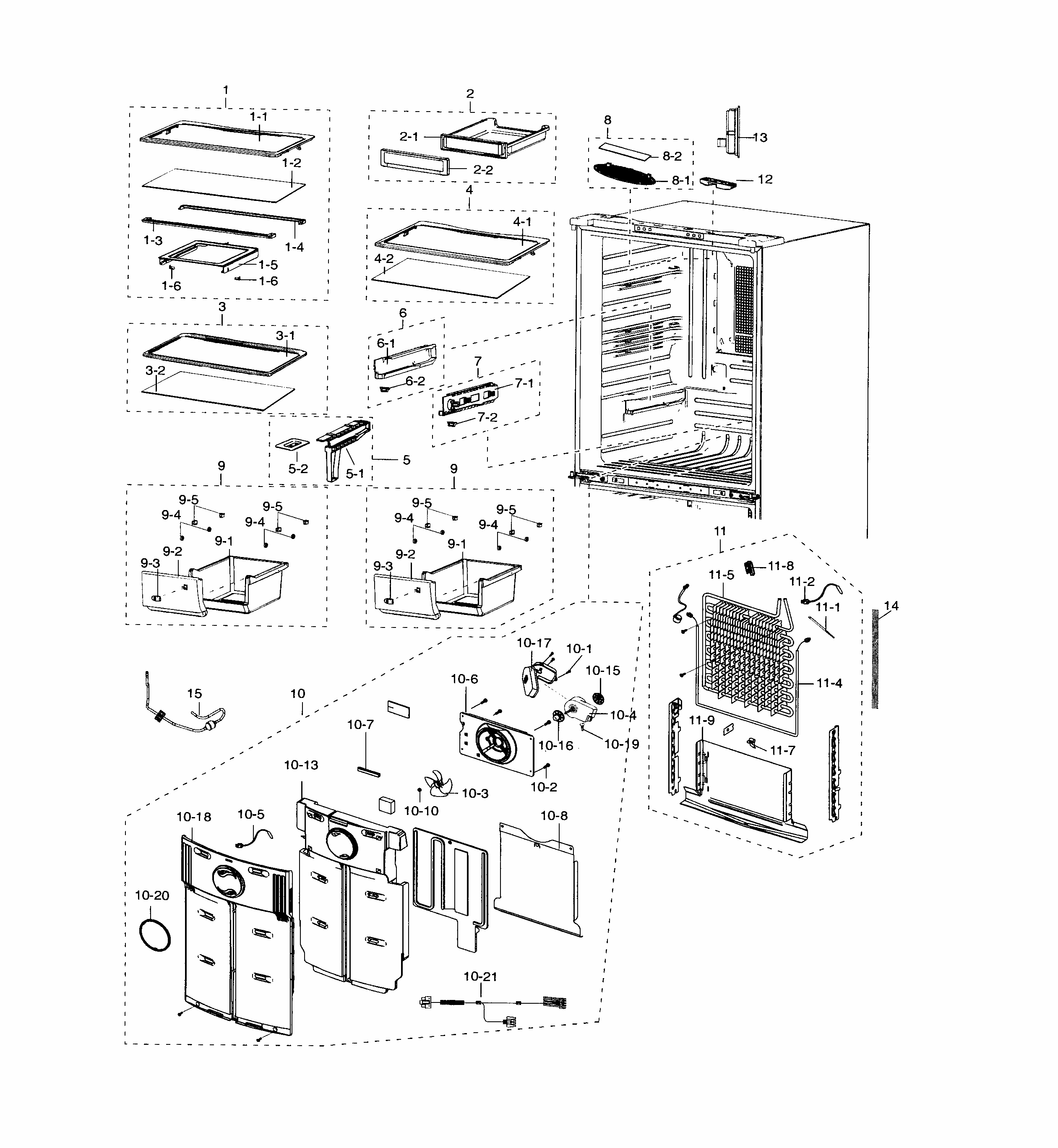Fridge Diagram and Parts List for RF18HFENBBC AA-0000 Samsung Refrigerator