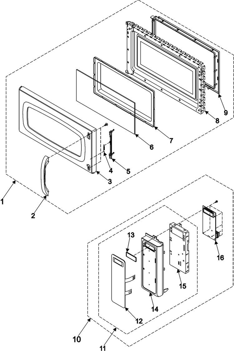 Control Panel/door Assembly Diagram and Parts List for SMH7175CC XAA Samsung Microwave