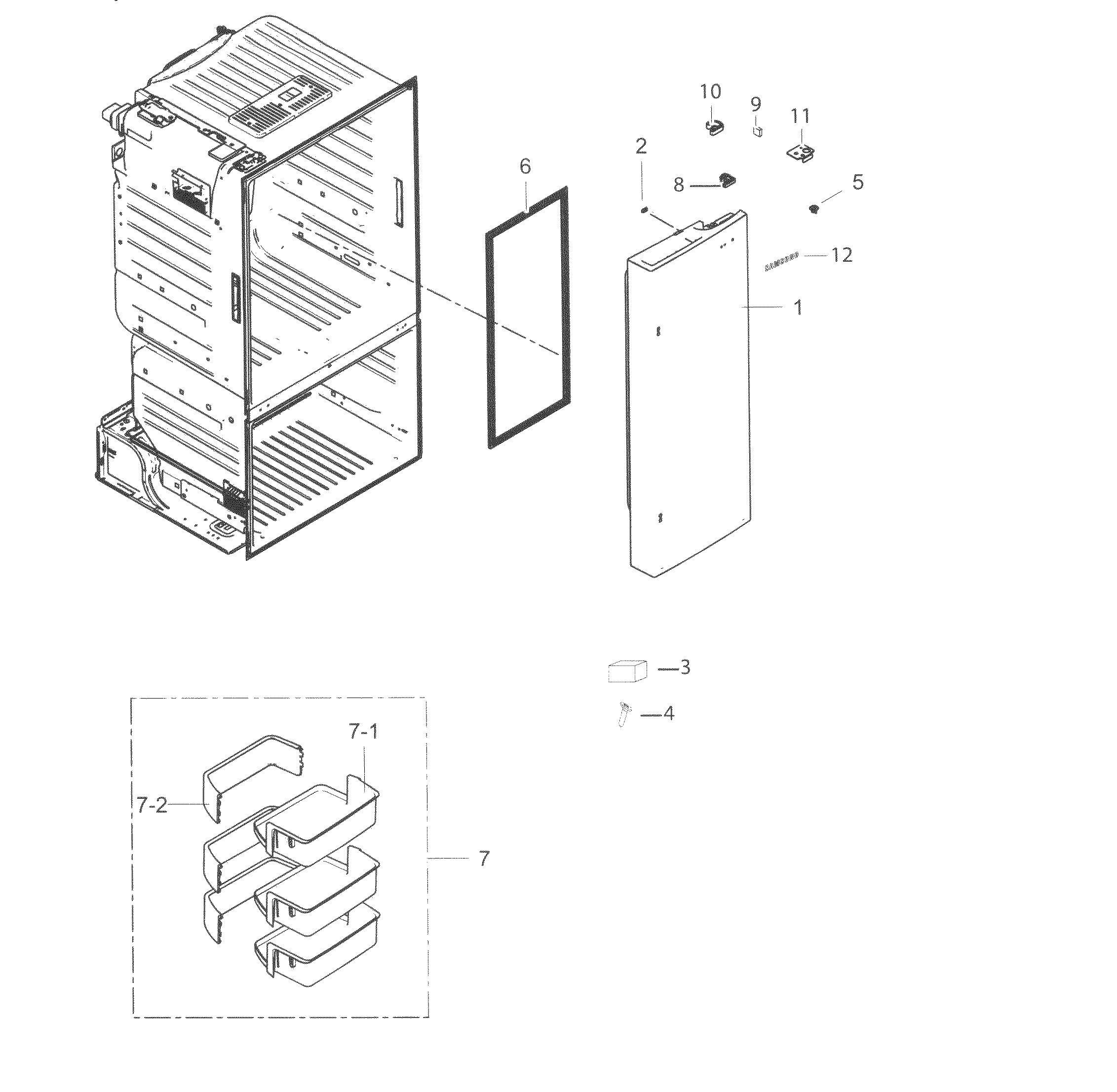 Fridge Door R Diagram and Parts List for RF263BEAEBC AA-0003 Samsung Refrigerator