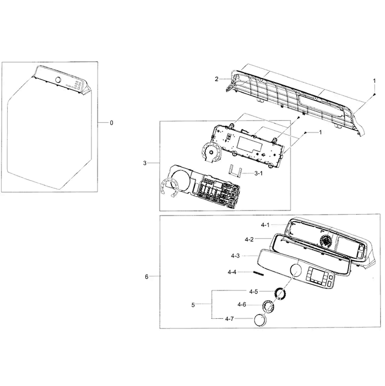 Control Panel Diagram and Parts List for DV50F9A6EVW A2-0001 Samsung Dryer