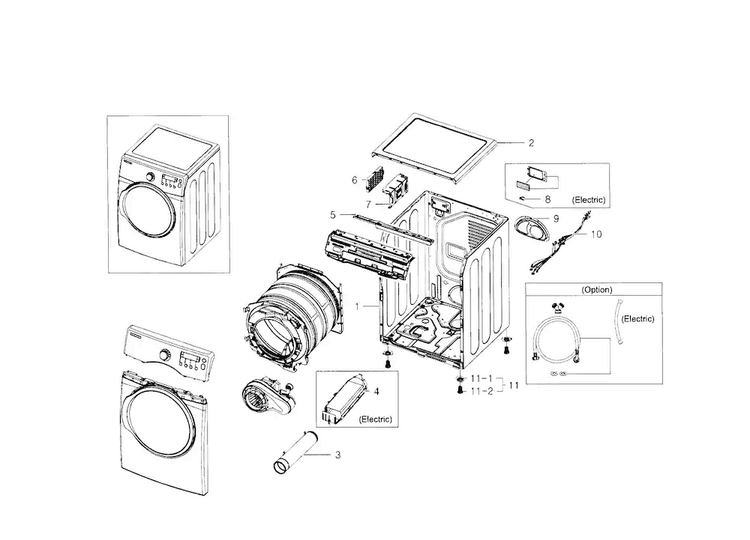 Main Assy Diagram and Parts List for DV331AEW XAA-0001 Samsung Dryer