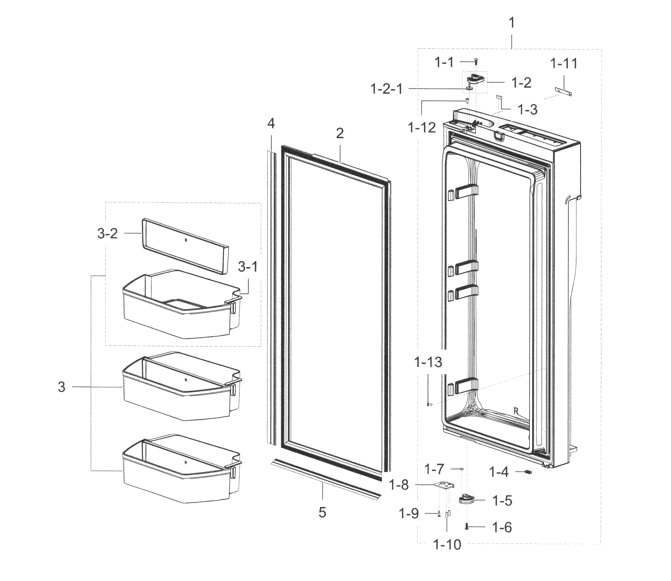 Fridge Door R Diagram and Parts List for RF32FMQDBSR AA-0011 Samsung Refrigerator