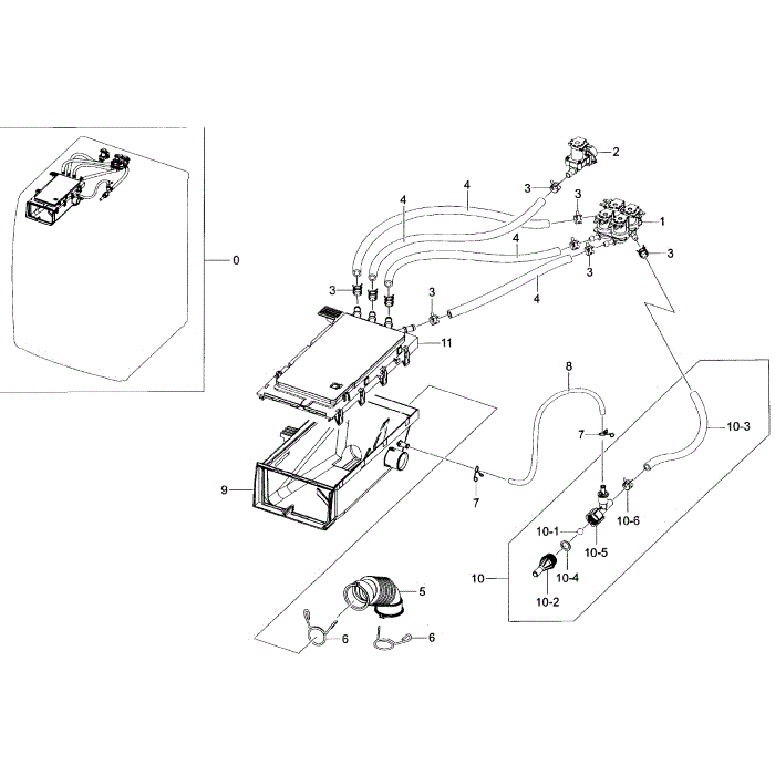 Housing Drawer Diagram and Parts List for WF45H6100AP A2-01 Samsung Washer