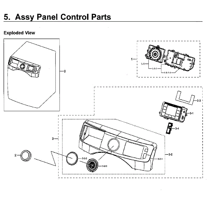 Control Panel Diagram and Parts List for WF45M5100AW A5-00 Samsung Washer