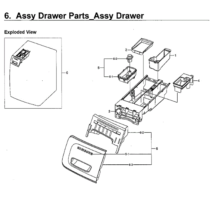 Drawer Diagram and Parts List for WF45M5500AZ A5-00 Samsung Washer