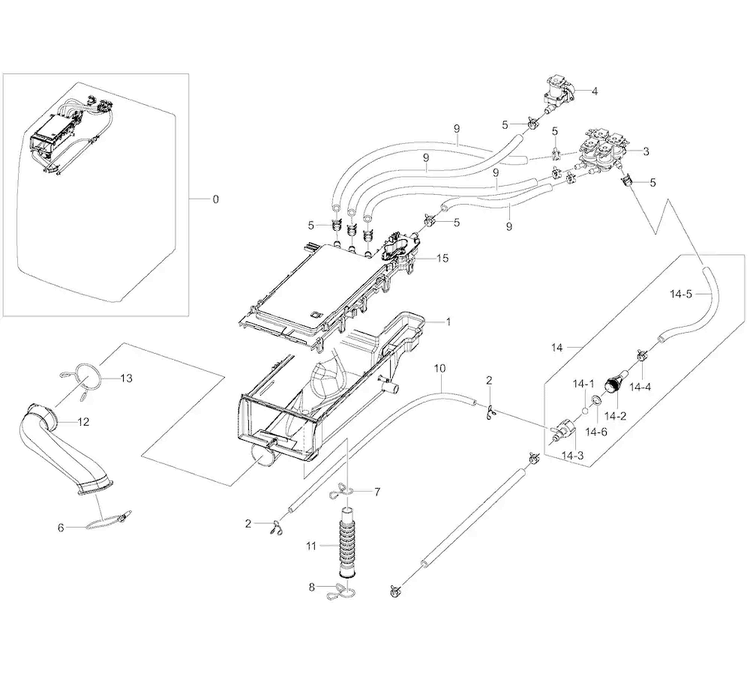 Housing Drawer Diagram and Parts List for WF395BTPASU A2-0000 Samsung Washer