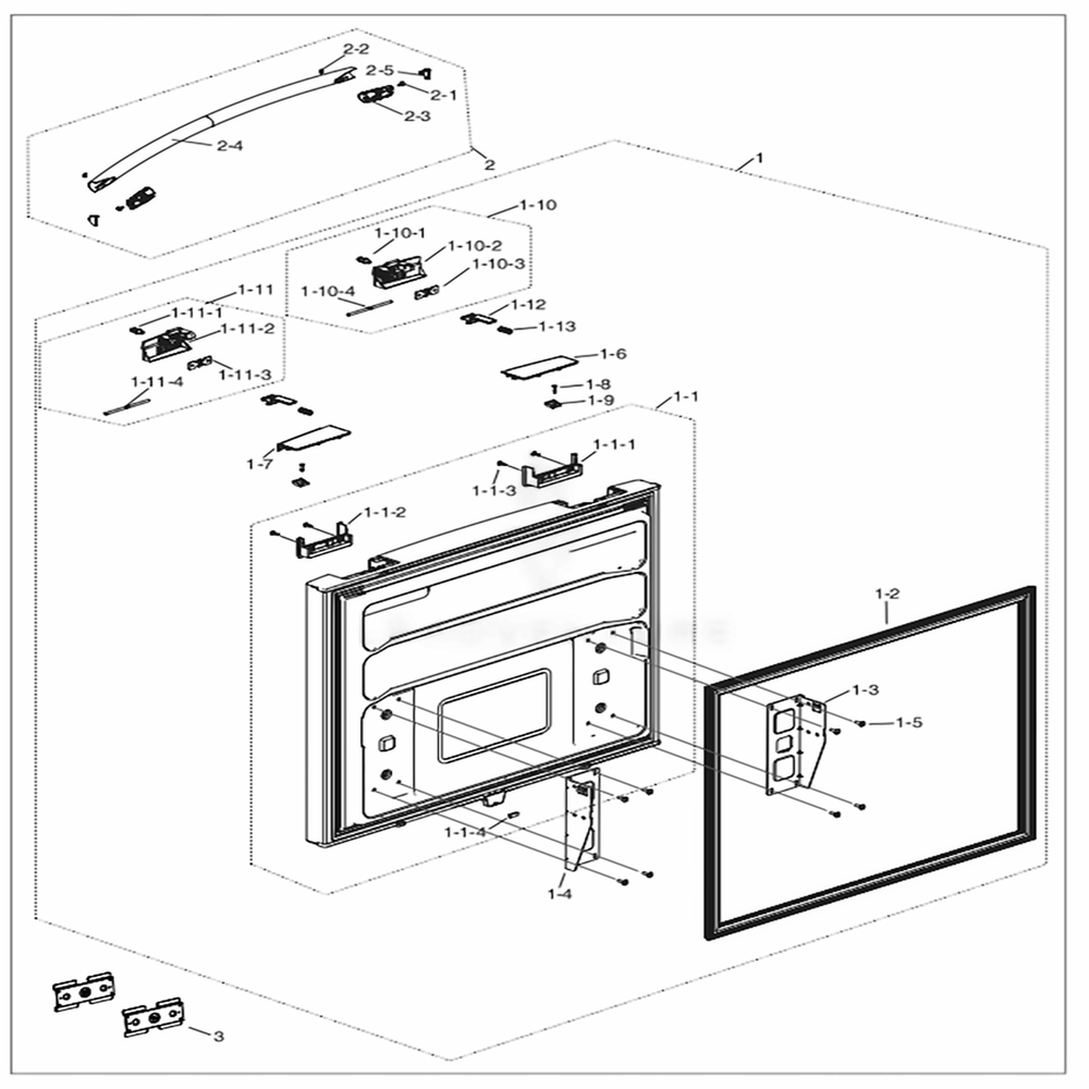 Freezer Door Diagram and Parts List for RF18HFENBSR (US)(0000) Samsung Refrigerator