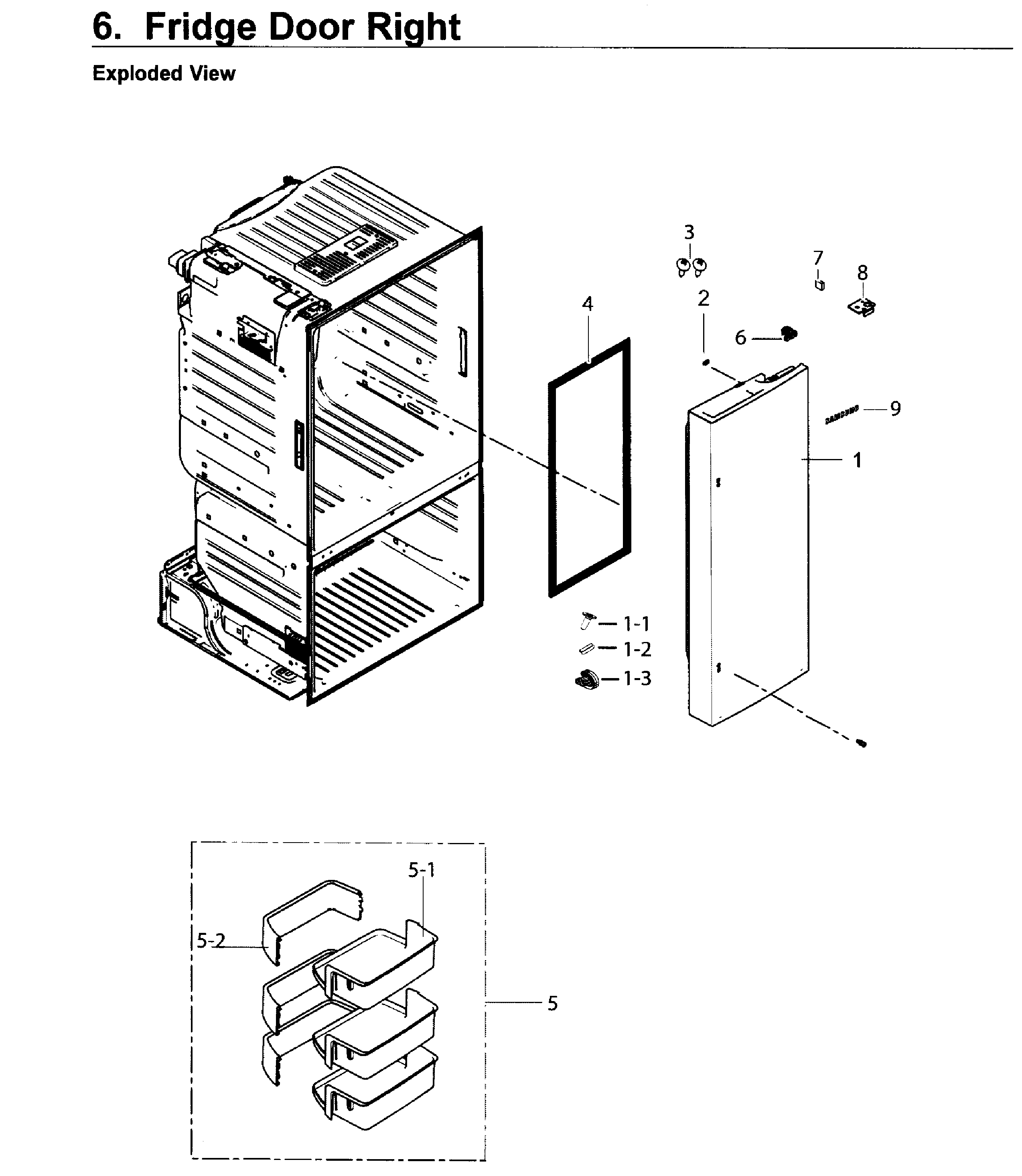 Fridge Door R Diagram and Parts List for RF26J7500SR AA-0001 Samsung Refrigerator