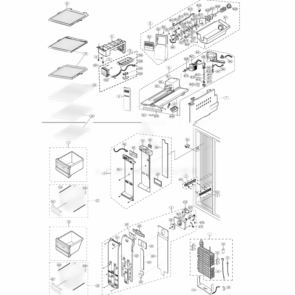 Freezer Diagram and Parts List for RS2577SW  Samsung Refrigerator