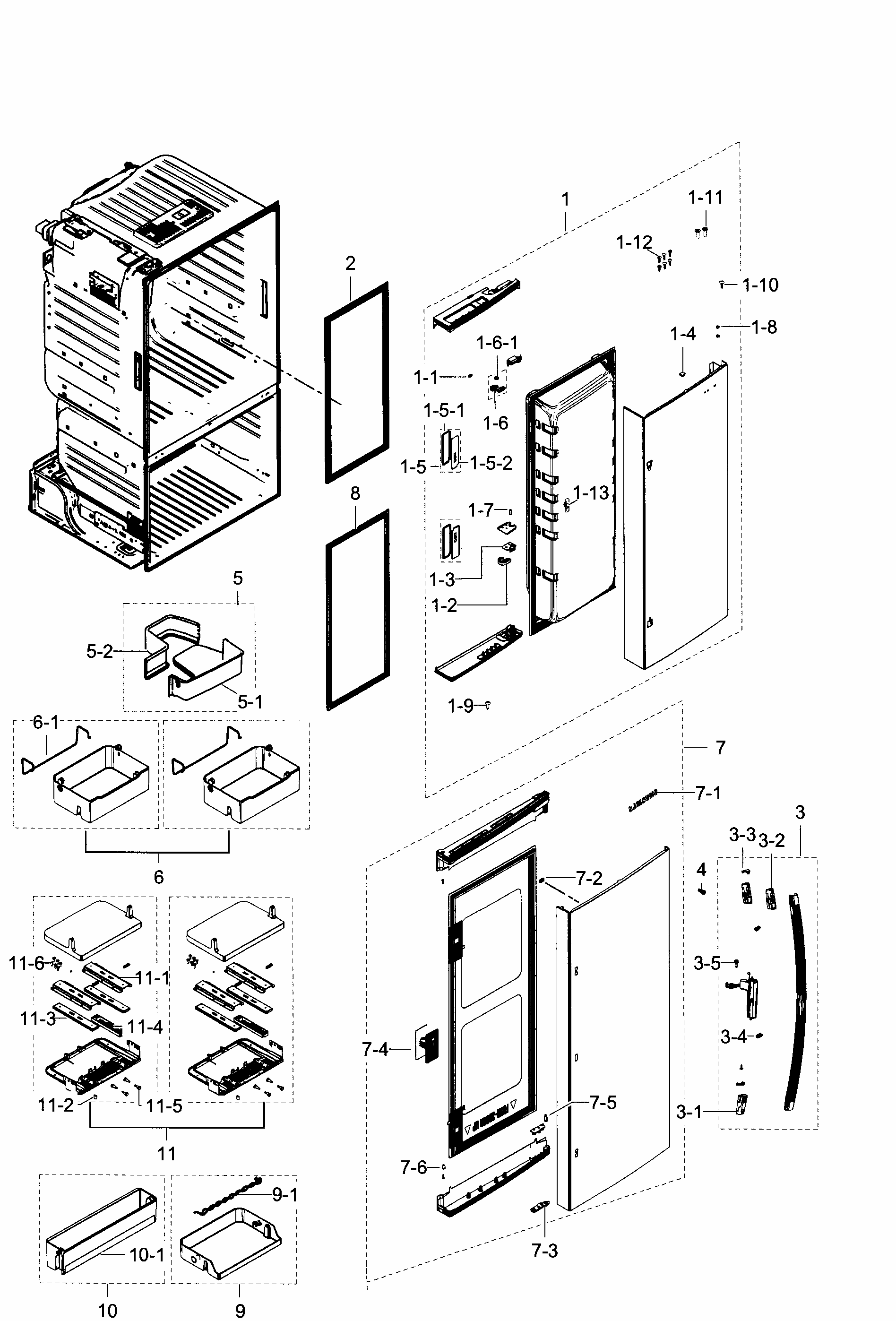 Right Door Diagram and Parts List for RF28HDEDPBC AA-0000 Samsung Refrigerator