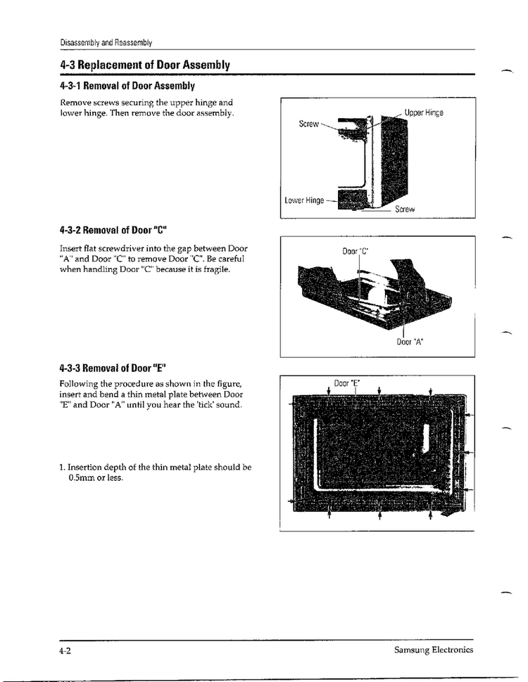 Door Replacement Diagram and Parts List for MW4371G XAA Samsung Microwave