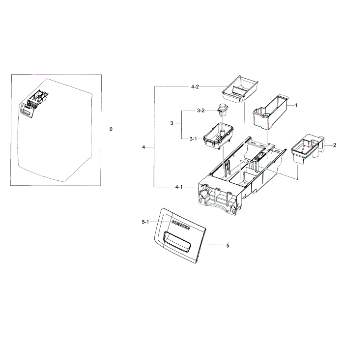Drawer Diagram and Parts List for WF56H9110CW A2-00 Samsung Washer