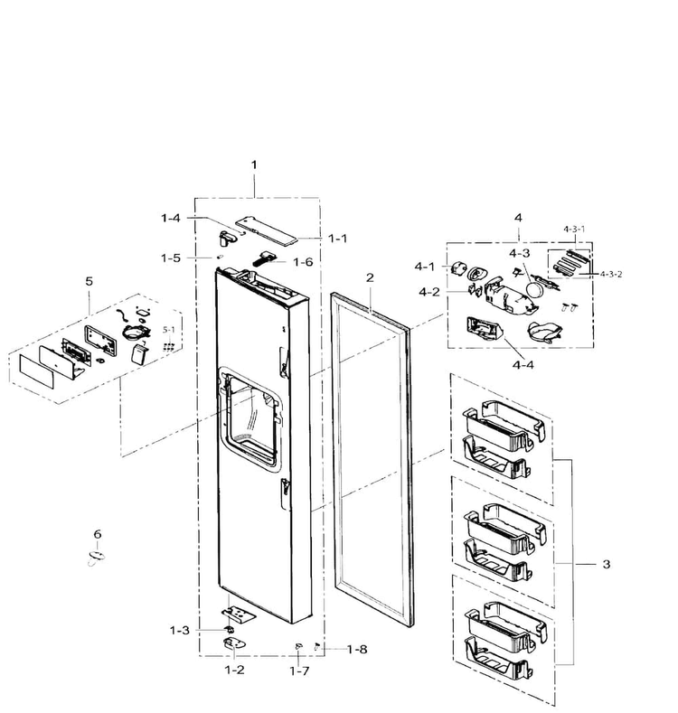 Left Door Diagram and Parts List for RS265TDRS XAA-0001 Samsung Refrigerator