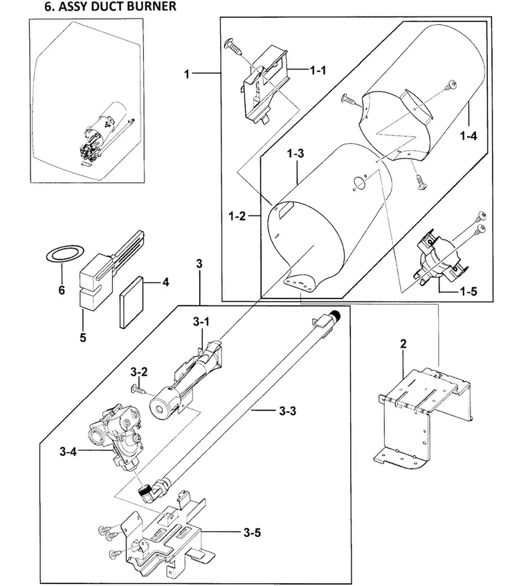 Heater Assy Diagram and Parts List for DV338AGB XAA-0000 Samsung Dryer