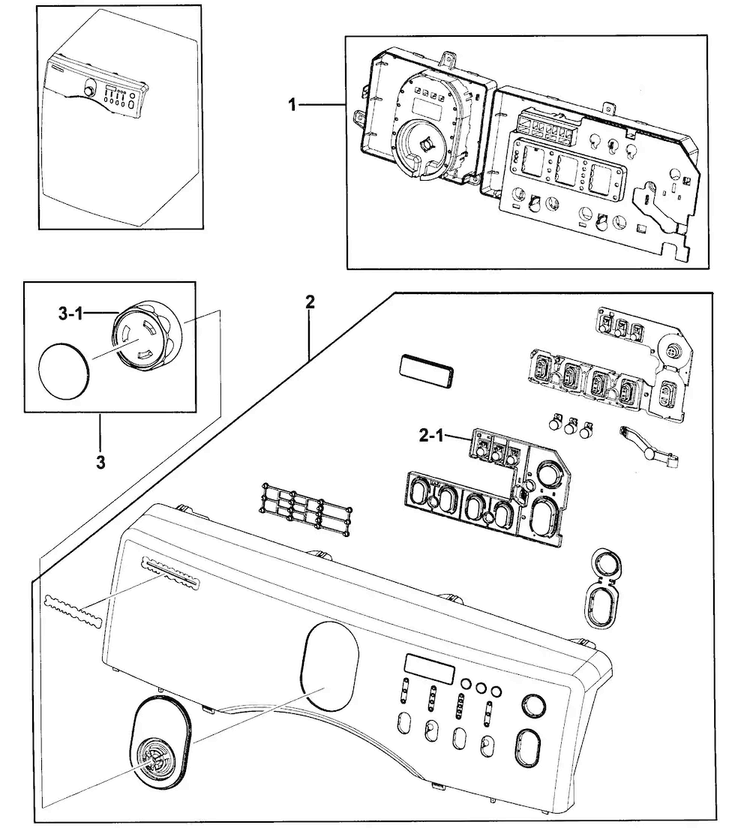 Control Panel Diagram and Parts List for DV218AEB XAA-0000 Samsung Dryer