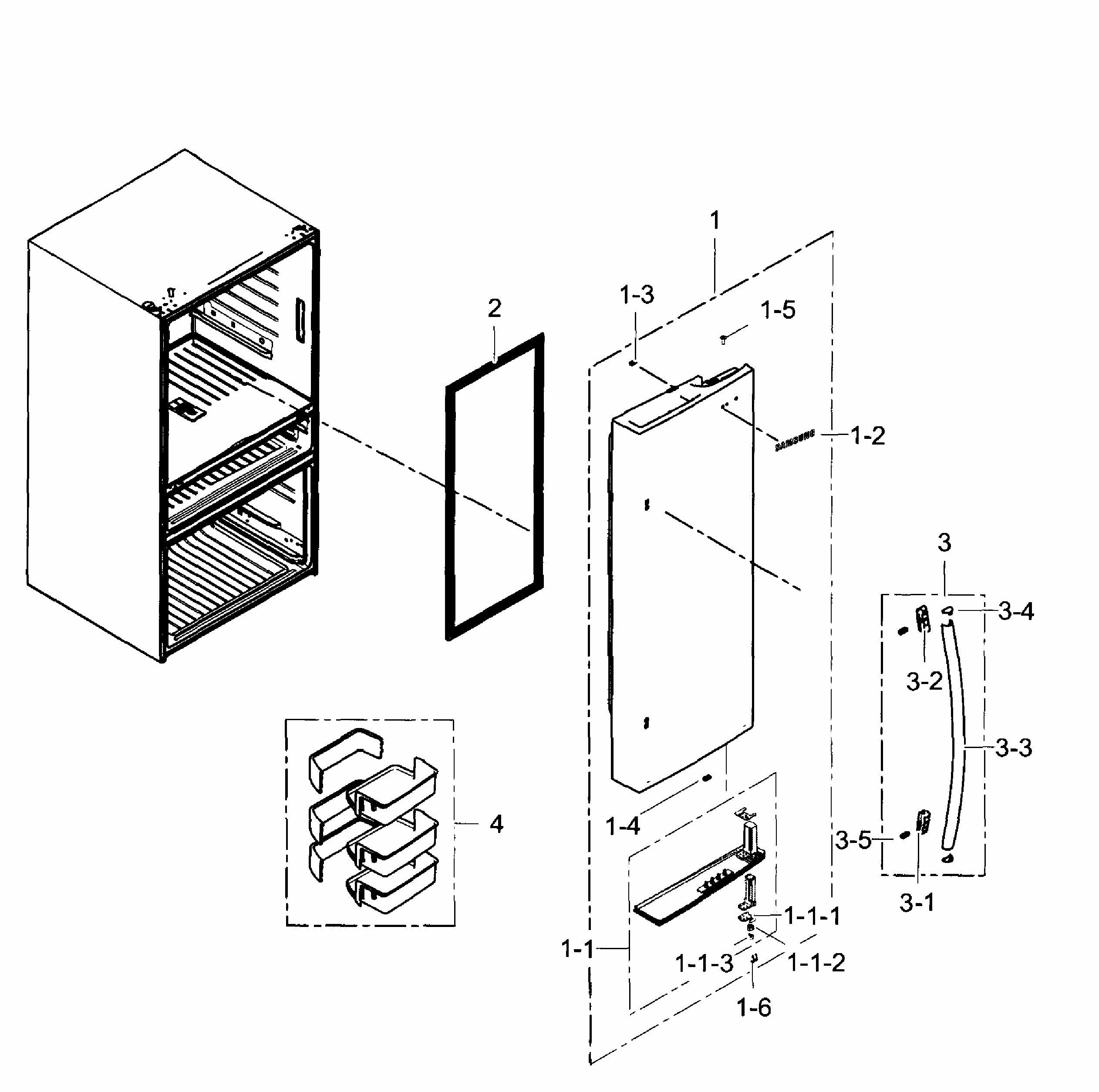 Right Door Diagram and Parts List for RF31FMEDBBC AA-0004 Samsung Refrigerator