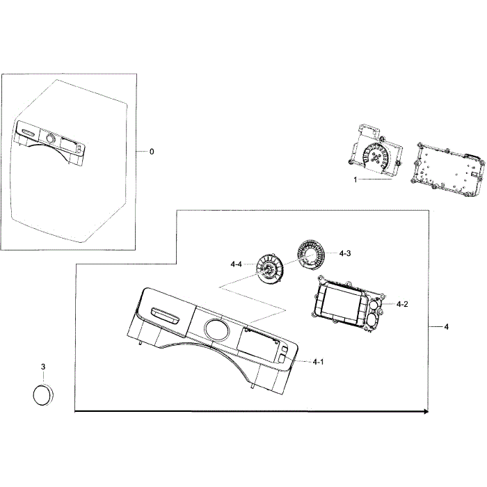Control Panel Diagram and Parts List for WF45H6100AP A2-00 Samsung Washer