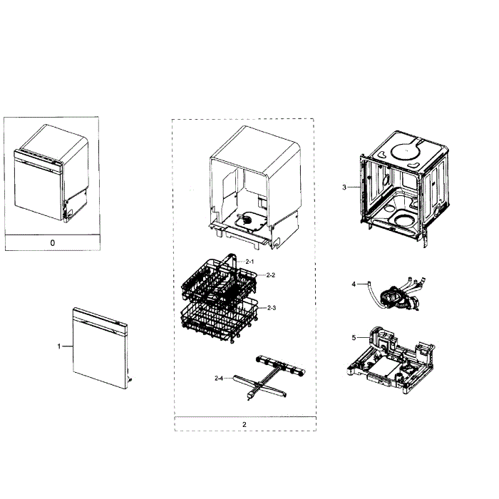 Main Assembly Diagram and Parts List for DW80J7550UW AA-00 Samsung Dishwasher