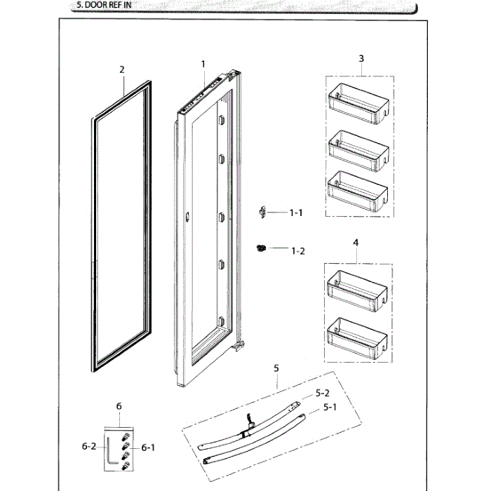 Door Ref Inner Diagram and Parts List for RH25H5611SG AA-01 Samsung Refrigerator