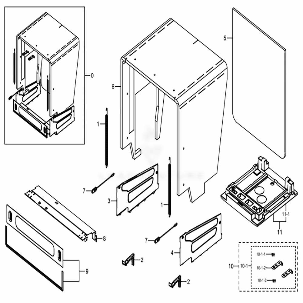 Assembly Case Diagram and Parts List for DW80K7050UG (AA)(0002) Samsung Dishwasher