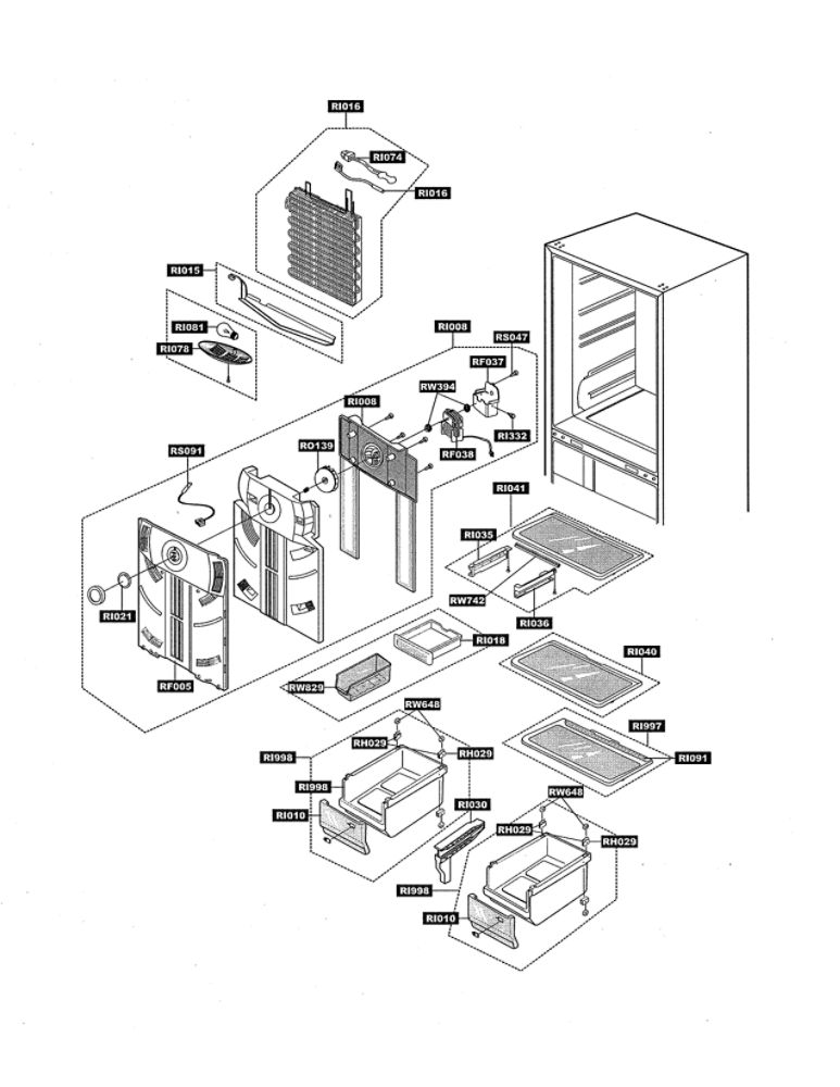 Refrigerator Room Diagram and Parts List for RB193KASB XAC-00 Samsung Refrigerator