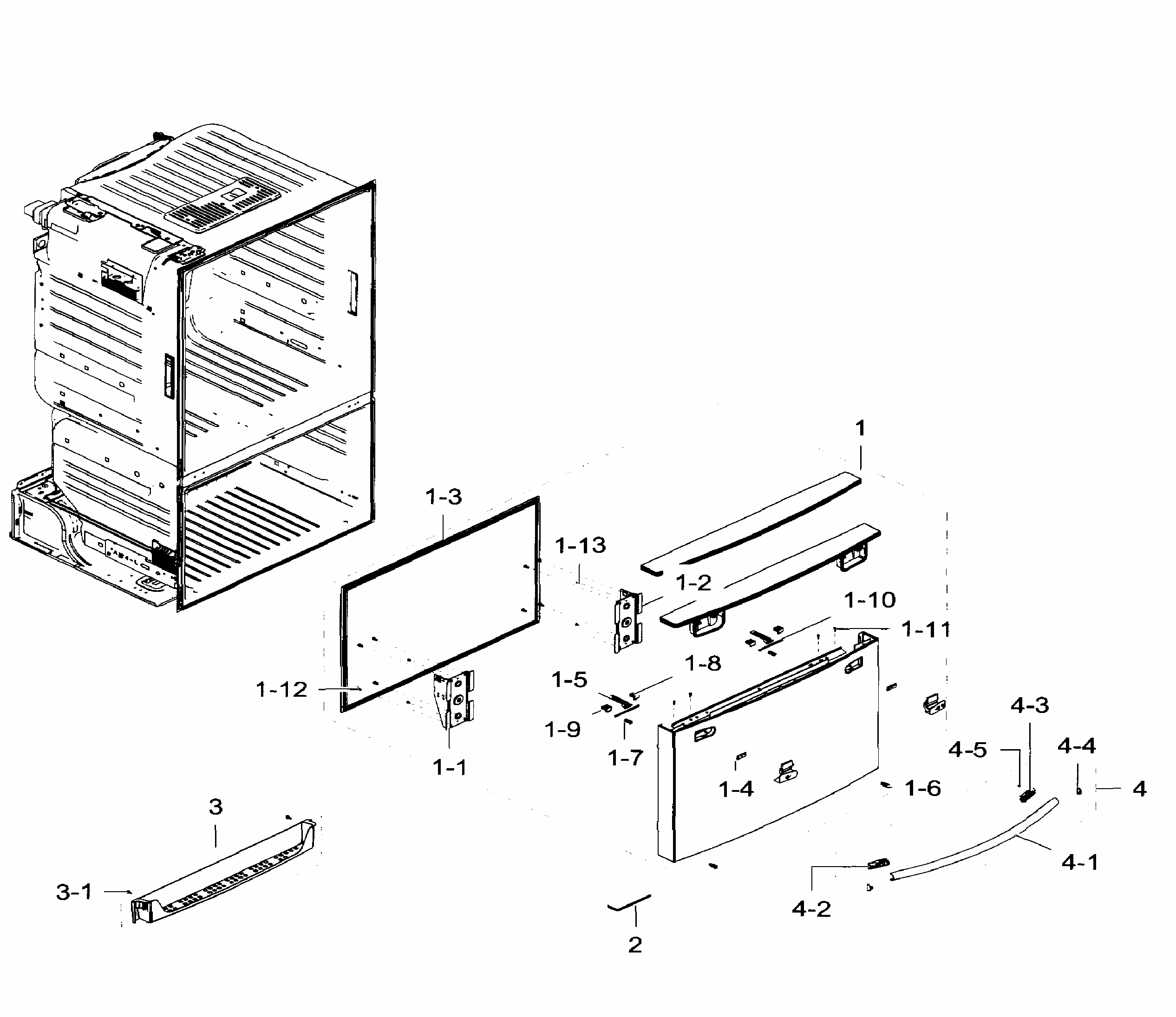 Freezer Door Diagram and Parts List for RF28HFEDTWW AA-0005 Samsung Refrigerator