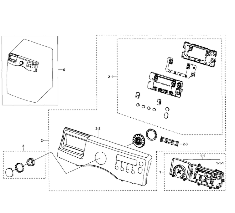 Control Panel Diagram and Parts List for WF350ANR XAA-0004 Samsung Washer