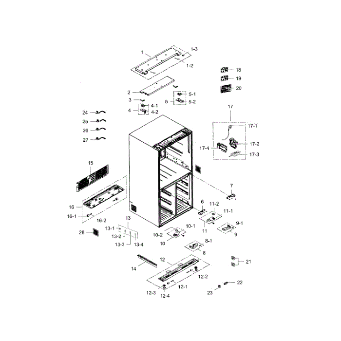 Cabinet Diagram and Parts List for RF34H9960S4 AA-00 Samsung Refrigerator