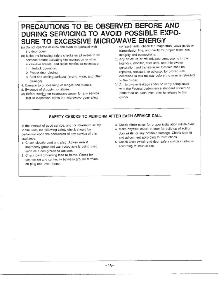 Precautions Diagram and Parts List for MW2070U XAA Samsung Microwave