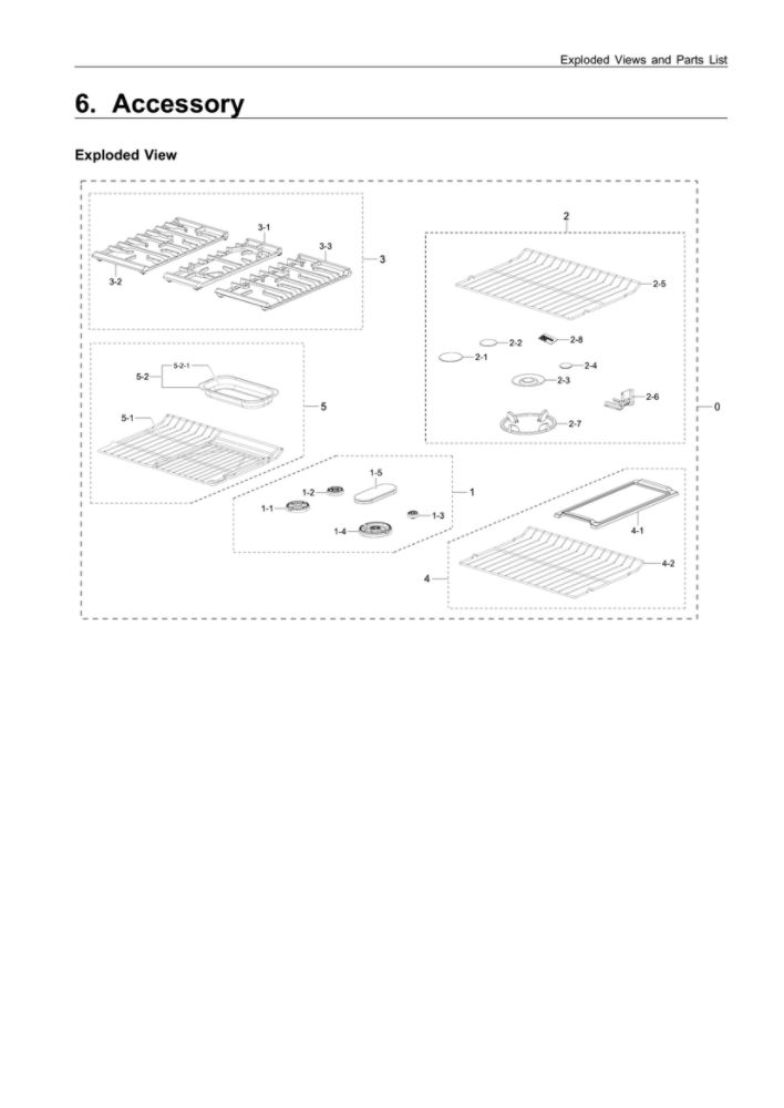 Accessory Diagram and Parts List for NX58M6650WS AA-00 Samsung Range