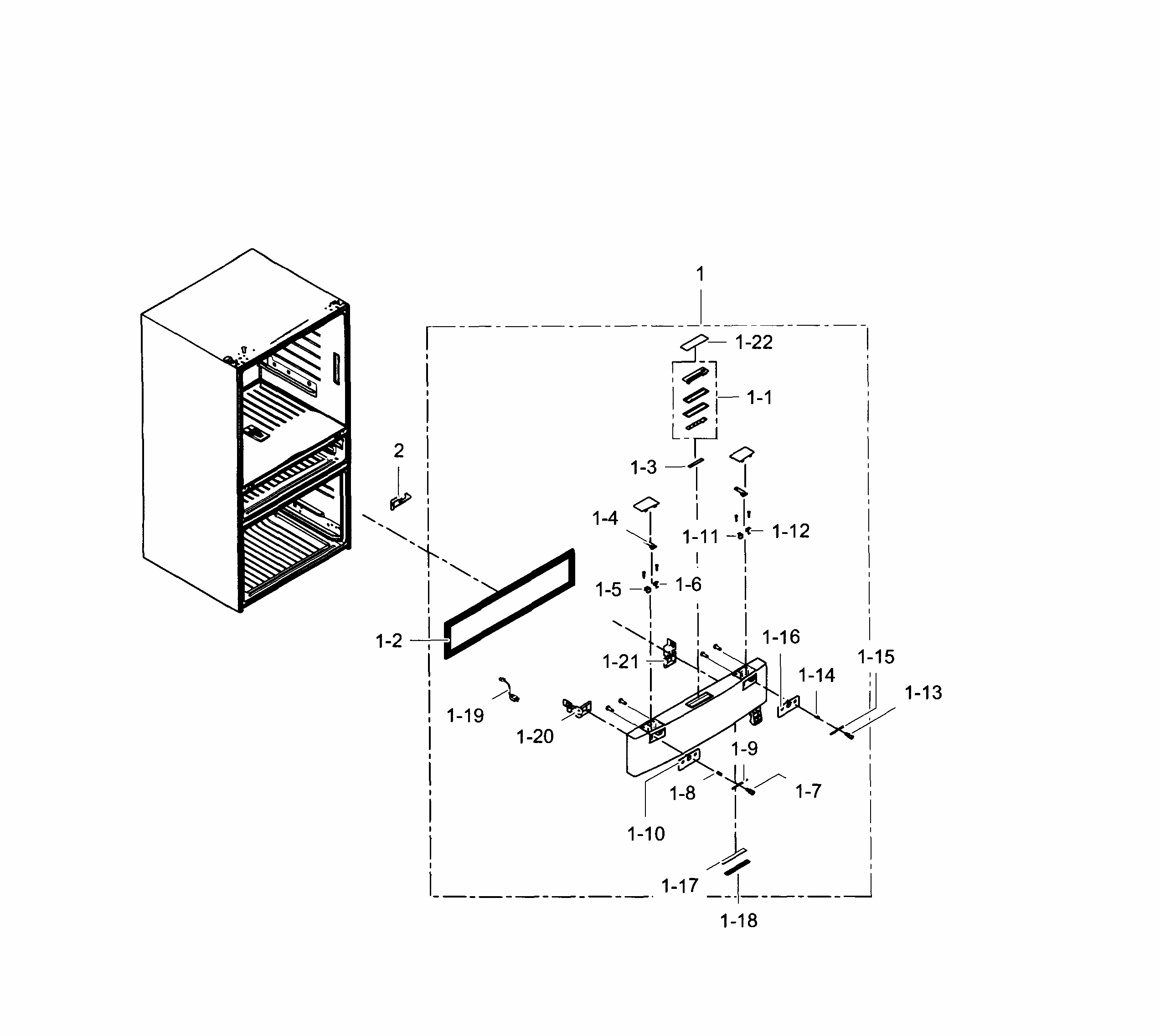 Flexzone Door Diagram and Parts List for RF30HBEDBSR AA-0002 Samsung Refrigerator
