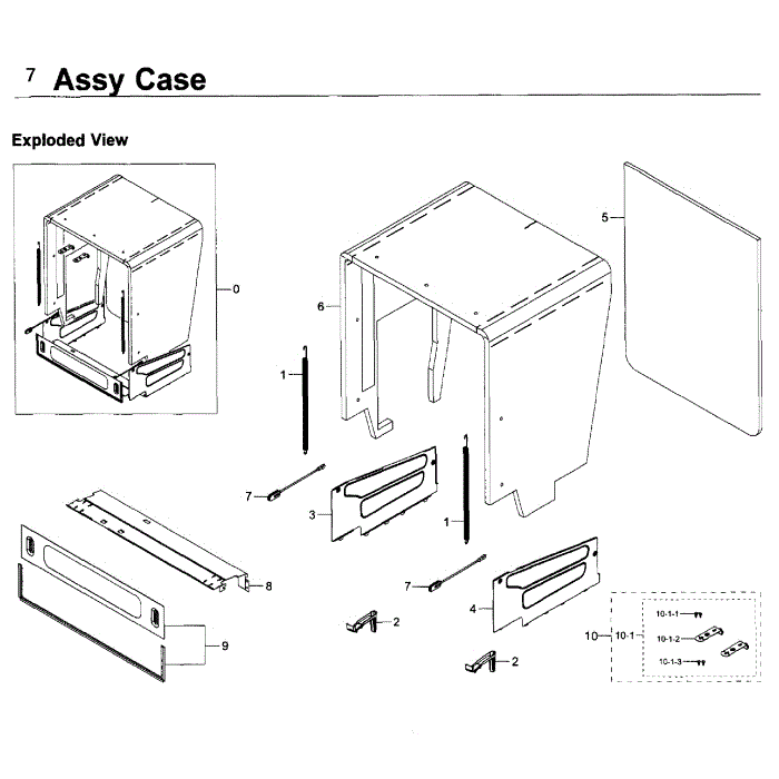 Case Diagram and Parts List for DW80K7050US AA-00 Samsung Dishwasher