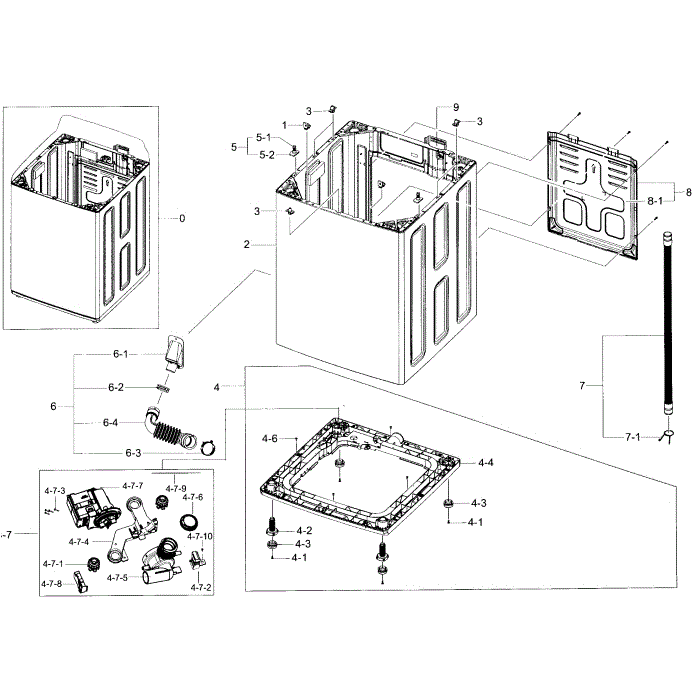 Frame Diagram and Parts List for WA45H7200AP A2-01 Samsung Washer