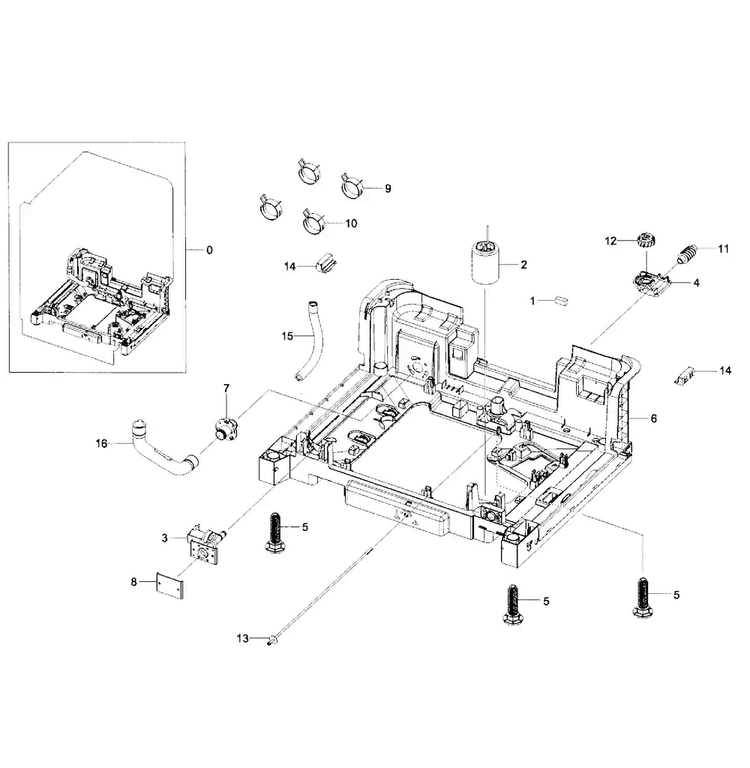 Base Assy Diagram and Parts List for DW80H9950US AA-0000 Samsung Dishwasher