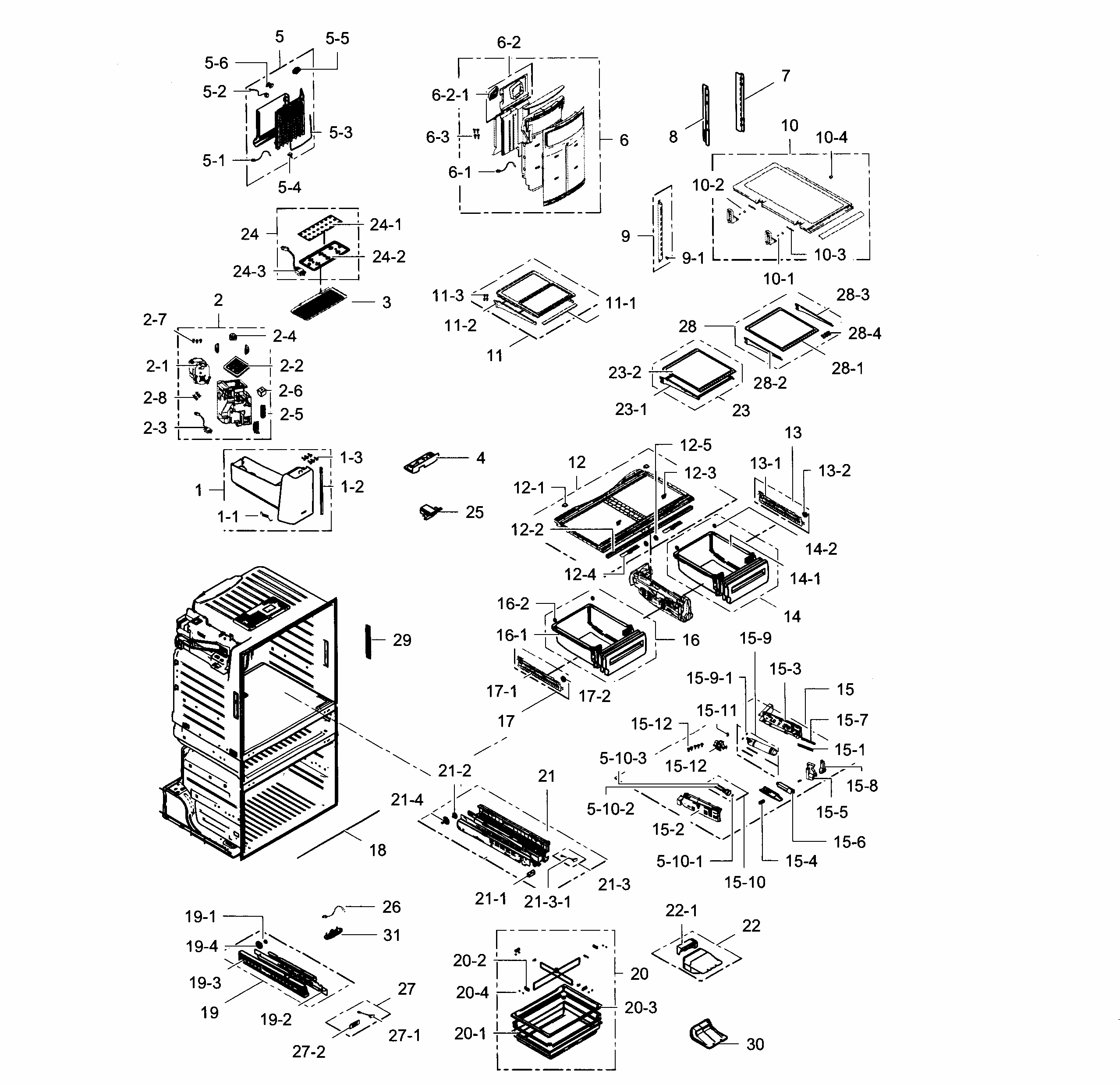 Refrigerator Diagram and Parts List for RF28HMEDBSR AA-0007 Samsung Refrigerator