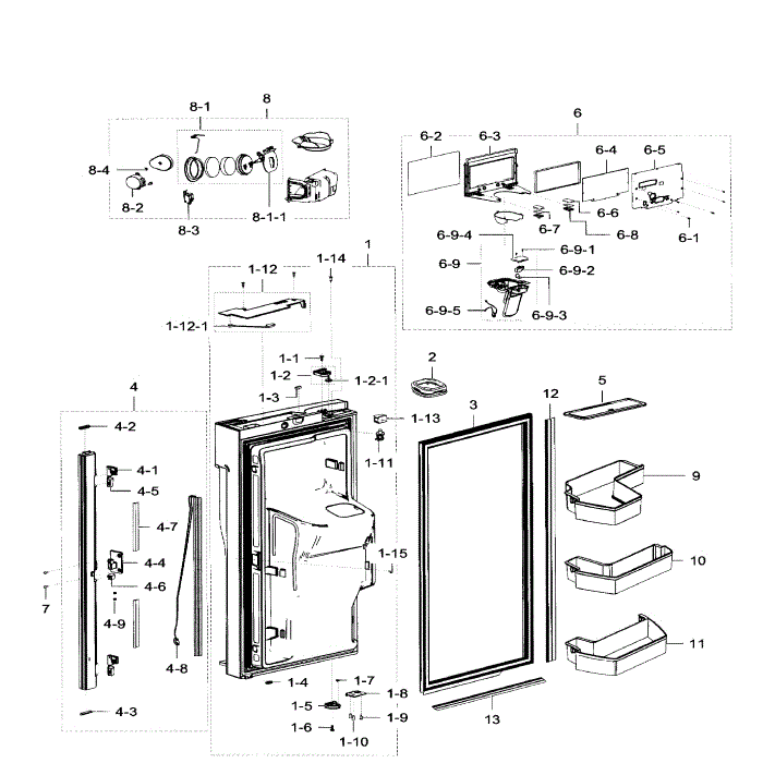 Fridge Door Lt Diagram and Parts List for RF32FMQDBSR AA-09 Samsung Refrigerator