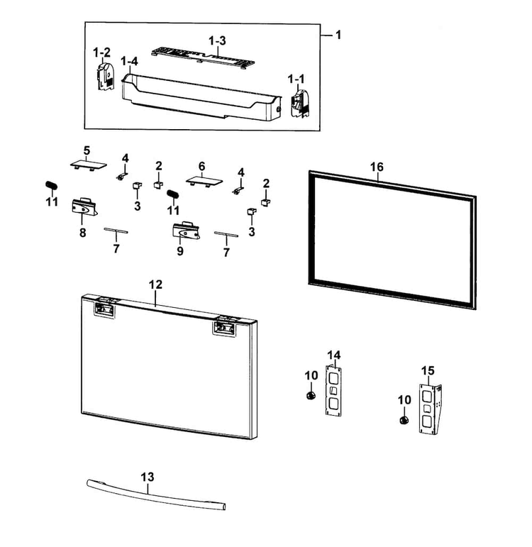 Freezer Door Diagram and Parts List for RF4287HAPN XAA-0001 Samsung Refrigerator